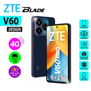 Celular ZTE V60 DESIGN ZTE 6+256 4G LTE AZUL SS
