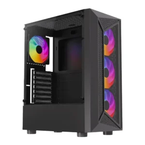 Case Gamer Halion Geminis Cr30 Fuente 500w Vidrio Negro